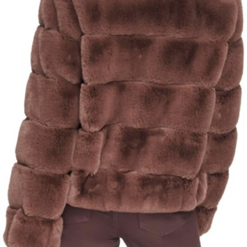 Women's NWT Calvin Klein BrownFaux Fur Puffer Jacket - Size Small - Picture 5 of 7